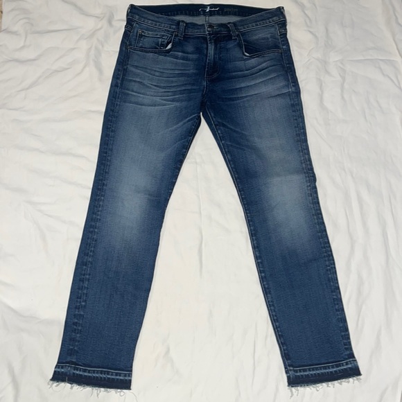 New 7 For All Mankind Paxtyn Straight Leg Crop Jeans Wash 32 34 - Picture 2 of 10